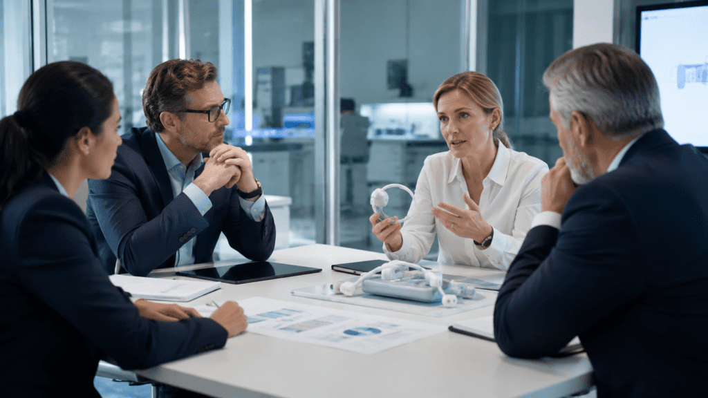 Medical device design discussion in office