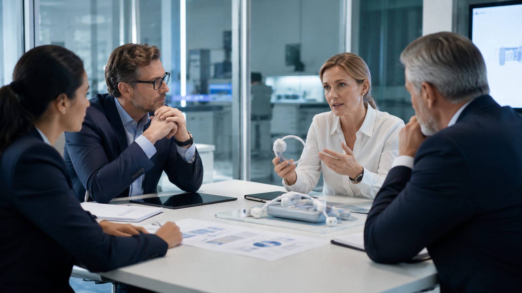 Medical device design discussion in office